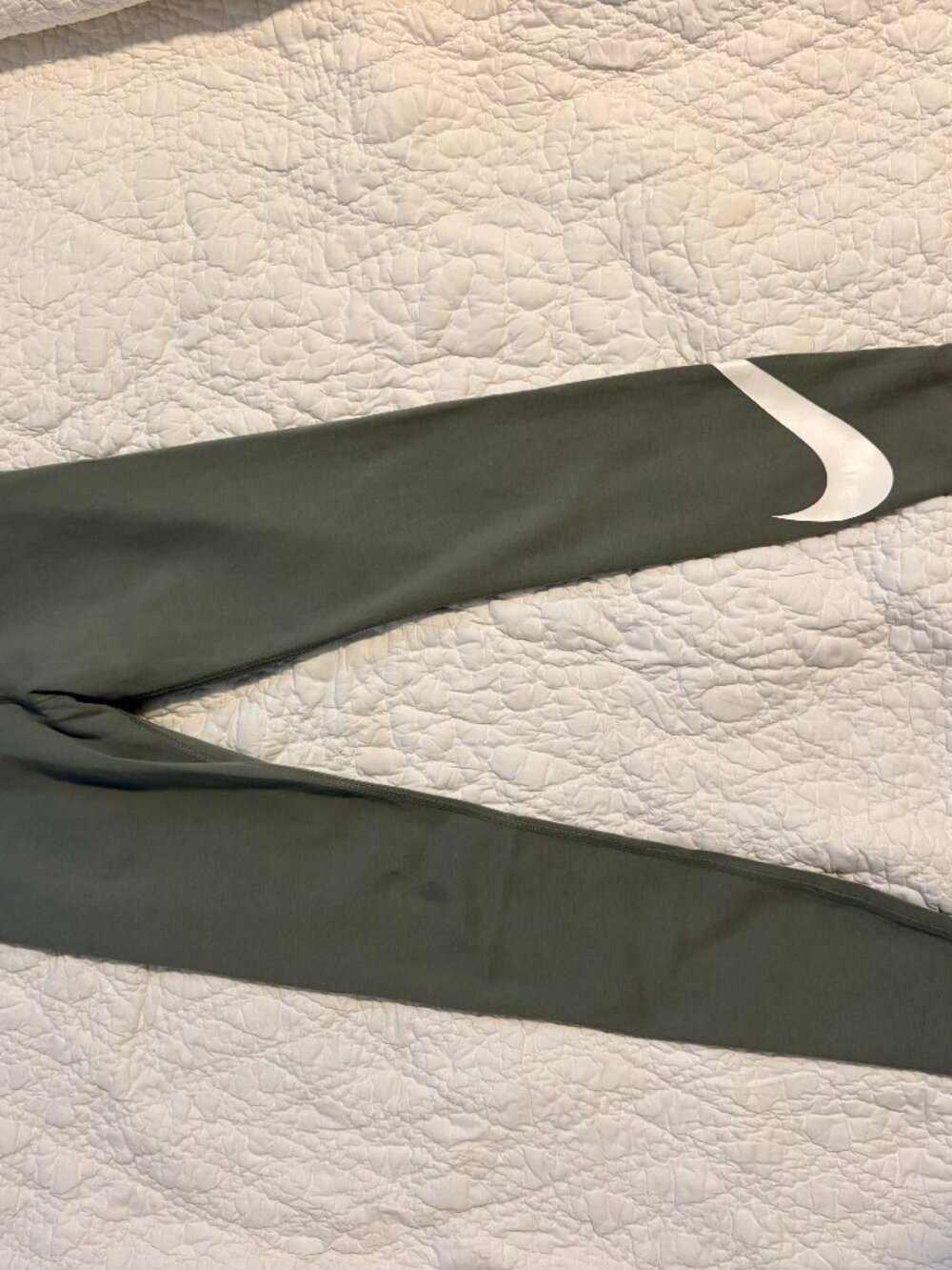 Nike High Rise Leggings Olive Green Large Swoosh Logo Size Small